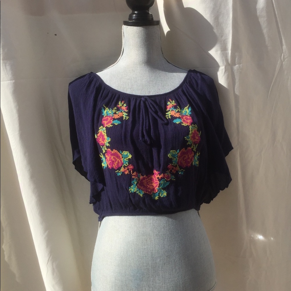 Floral Embroidered Crop Top